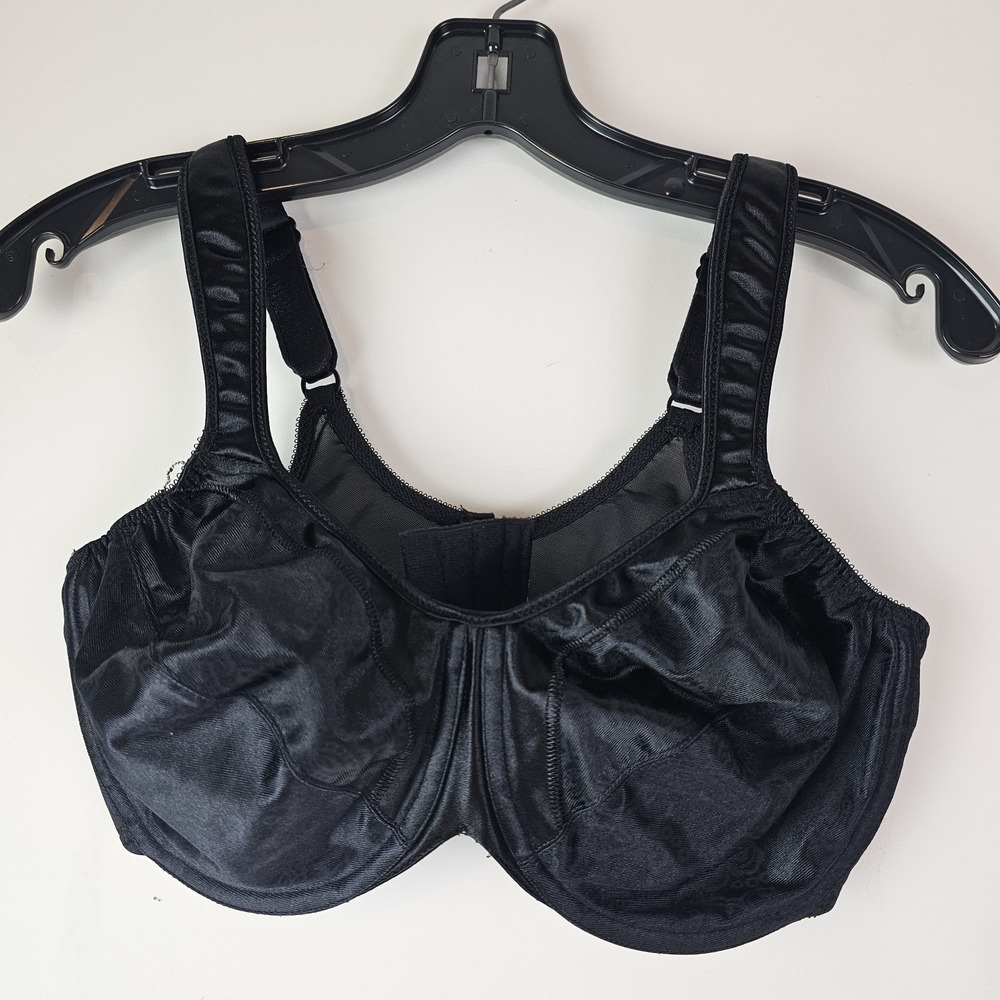 BALI Size 38D Black‎ Minimizer Satin Tracings Comfort Strap Underwire Bra 3562